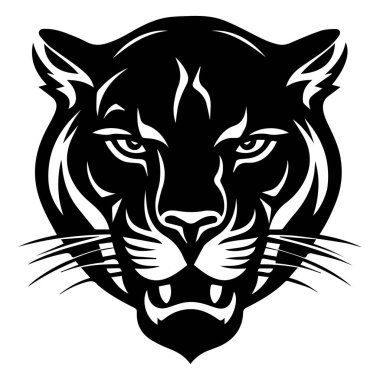 Fierce Black Panther Head with Intense Eyes and Sharp Features, Ideal for Logo or Graphic Design Projects