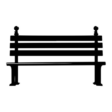 Black Silhouette of a Classic Park Bench Design for Outdoor Spaces, Gardens, and Urban Environments