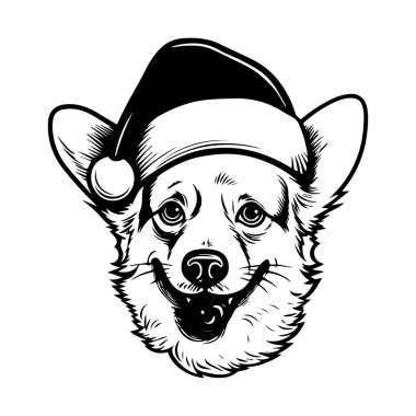 Happy Corgi Dog in Santa Hat Graphic, Perfect for Holiday Greetings and Seasonal Designs, Cute Pet Illustration for Christmas and Winter Themes