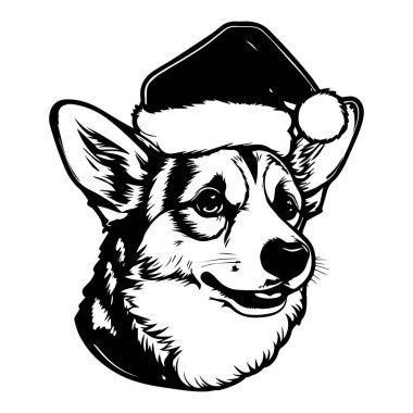 Adorable Corgi in Santa Hat Great for Holiday Decorations and Festive Crafts