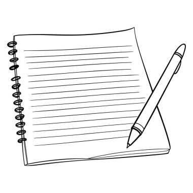 Blank Notebook with Spiral Binding and Writing Pen on a White Background for Creative and Educational Uses