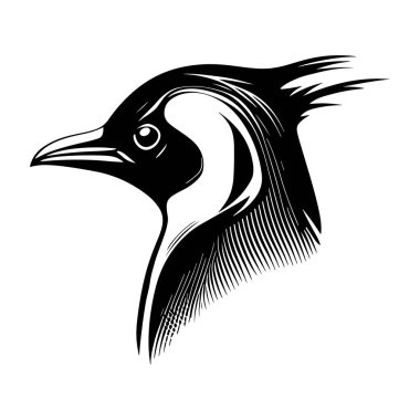 Black and White Abstract Illustration of a Bird with Elegant Lines and Feathers for Artistic and Creative Designs