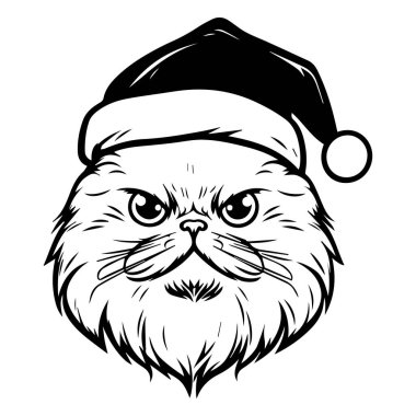 Adorable Cat with Christmas Hat Illustrating Holiday Spirit and Festive Cheer in a Whimsical and Playful Style