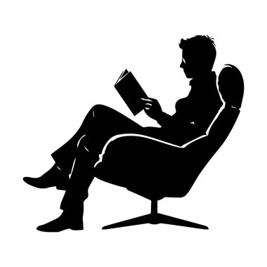 Silhouette of a Person Sitting in a Chair Reading a Book, Relaxation, Enjoyment, Peaceful Moment, Comfort, Leisure Time, Indoor Scene