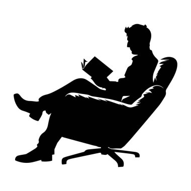 Silhouette of a Person Reading a Book Relaxing on a Modern Chair in a Minimalist Setting