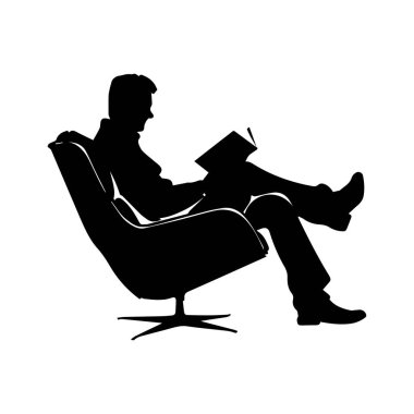 Silhouette of a Person Reading a Book in a Modern Chair in a Minimalistic Interior Setting for Relaxation and Inspiration