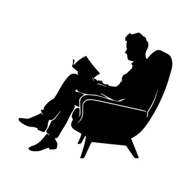 Relaxing silhouette of a person reading a book in an armchair with a calm and peaceful ambiance, perfect for lifestyle and reading concepts