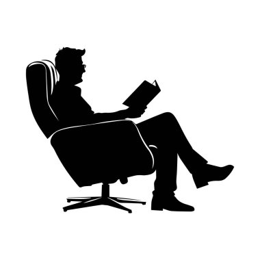 Silhouette of Person Sitting in Chair Reading Book with Thoughtful Expression in Relaxed Home Setting