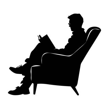 Silhouette of a Person Reading a Book in a Cozy Armchair, Indoor Relaxation and Leisure Concept