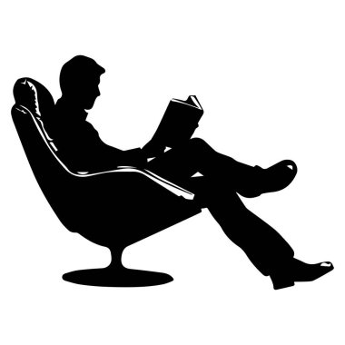 Silhouette of a Person Reading a Book in a Modern Chair, Relaxing Pose, Minimalist Style, Perfect for Home Decor and Lifestyle Themes