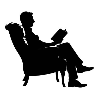 Silhouette of a Person Relaxing in an Armchair While Reading a Book in a Cozy Atmosphere