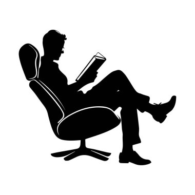Silhouette of a Person Reading a Book in a Modern Chair, Relaxing in a Cozy Living Space, Focused on Literature and Imagination