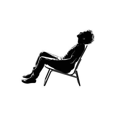 Silhouette of a Person Relaxing in a Chair with Relaxed Posture and Casual Style Against a Minimalistic Background