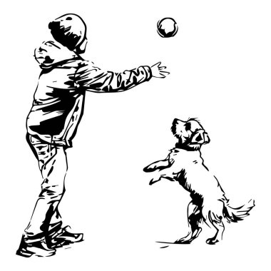 A Young Child Playing Fetch with a Small Dog in a Joyful Moment of Bonding Outdoors