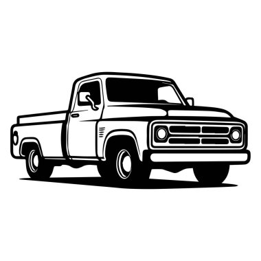 Classic Pickup Truck Outline Design for Vintage Automotive Enthusiasts and Retro Illustrations