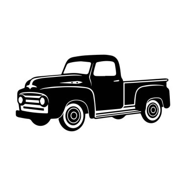 Classic Retro Pickup Truck Silhouette Design for Vintage Automotive Enthusiasts and Graphic Design Projects