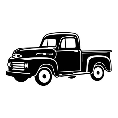 Vintage Pickup Truck Silhouette Graphic for Retro Designs and Classic Automotive Themes