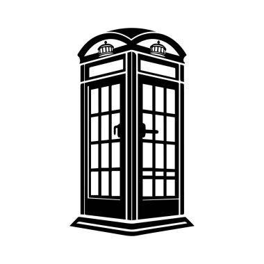 Classic Black Telephone Booth Icon Design for Urban and Retro Theme, Ideal for Travel and Communication Concepts