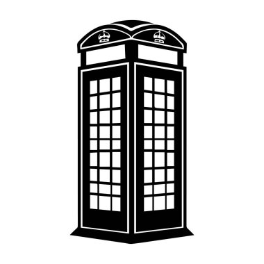 Classic British Telephone Box Silhouette Graphic for Vintage Style Designs and Retro Artwork Inspirations