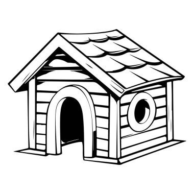 Cute Hand-Drawn Dog House Illustration with Simple Design and Cartoon Style for Pet Lovers and Animal Enthusiasts