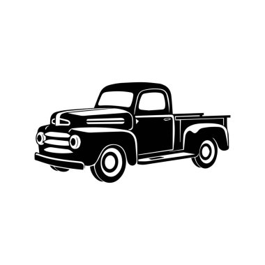 Classic Vintage Truck Silhouette for Retro and Nostalgic Projects with Timeless Appeal for Design and Illustrations