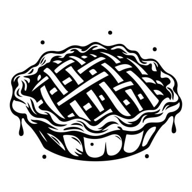 Classic Hand-Drawn Pie Illustration with Lattice Crust Design for Culinary and Bakery Themes