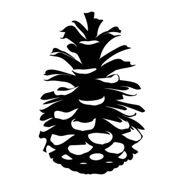 Elegant black silhouette of a pinecone showcasing intricate patterns and textures, ideal for creative projects, art, and nature-themed designs.