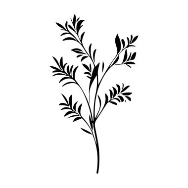 This artistic silhouette of a branch with leaves captures the essence of nature. Perfect for designs, decor, and creative projects conveying elegance and simplicity.