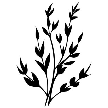 A beautifully crafted silhouette of a plant featuring delicate leaves and stems, perfect for creative projects and nature-themed designs.