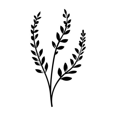 A striking minimalist botanical illustration of slender branches adorned with leaves, perfect for enhancing nature-themed projects and designs.