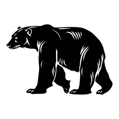 This striking silhouette of a black bear captures the essence of strength and resilience, ideal for projects related to nature, wildlife, and conservation.