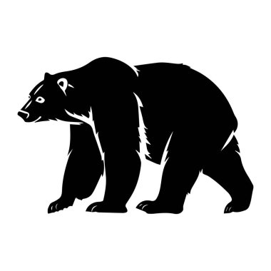 This black silhouette of a bear walking gracefully captures the essence of wildlife, strength, and freedom, perfect for creative designs.