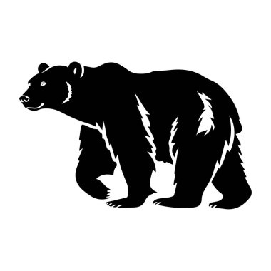 A striking black silhouette of a bear walking, featuring dynamic lines that emphasize movement and strength, ideal for minimalist design projects.