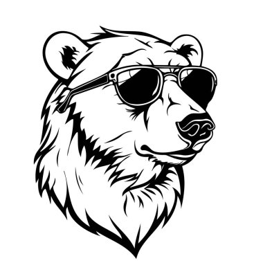 This stylish bear illustration features a cool animal wearing sunglasses, perfect for trendy designs, graphic projects, and modern decor.