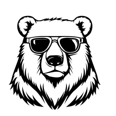 Stylish bear wearing sunglasses creates a cool and trendy vibe. Ideal for modern designs, prints, and illustrations conveying fun and personality.