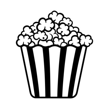 A delightful illustration of popcorn overflowing from a classic striped container, perfect for enhancing movie nights, parties, and snack moments.