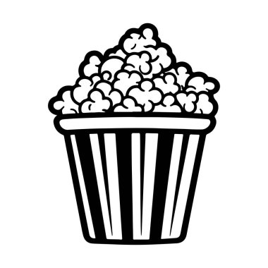 A delightful illustration of popcorn in a retro container, perfect for movie nights and snacks. This fun image captures the joy of sharing treats.