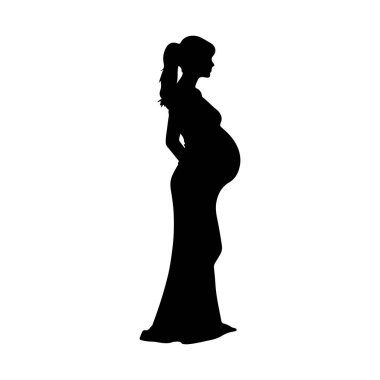 A striking silhouette of a pregnant woman in a flowing dress captures the essence of motherhood and the beautiful anticipation of new life.