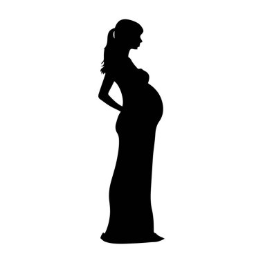 This elegant silhouette of a pregnant woman in a long dress captures the beauty of motherhood and anticipation, conveying a serene and graceful moment.