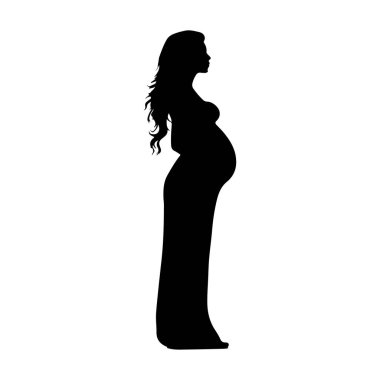 Captivating silhouette of a pregnant woman in an elegant dress, beautifully representing maternity and the joy of expecting new life.