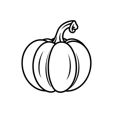 A hand-drawn outline of a pumpkin, showcasing its smooth skin and curvy stem. This versatile illustration is ideal for autumn-related themes, DIY projects, and seasonal decorations.