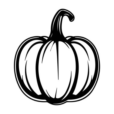 A hand-drawn black and white pumpkin illustration, ideal for fall and Halloween projects. Perfect for seasonal decor, crafts, and graphic needs.