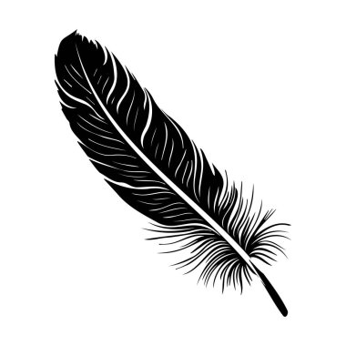 This elegant black feather illustration showcases intricate details and natural beauty, ideal for various creative projects and designs.