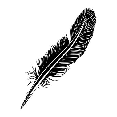 This intricate black feather illustration showcases elegant lines and curves, perfect for enhancing creative designs and artistic projects.