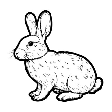 This hand-drawn illustration of a rabbit captures the essence of this adorable creature, highlighting its unique fur texture and ear structure. Ideal for art and educational projects.