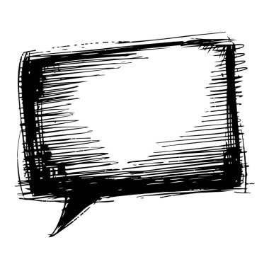 This image features a hand-drawn sketch of a speech bubble, ideal for expressions of dialogue and creative communication in designs.