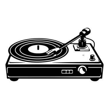 A detailed illustration of a vintage turntable with a vinyl record, showcasing its iconic design and nostalgic charm for music enthusiasts.