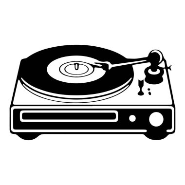 This illustration features a vintage turntable design, perfect for evoking nostalgia among music enthusiasts and audiophiles alike.