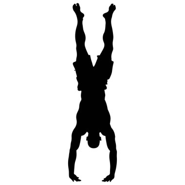 A striking silhouette of an individual executing a handstand, showcasing grace and strength. Perfect for sports or fitness-themed designs.