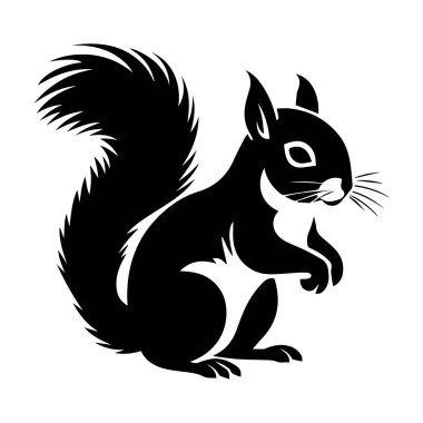 A captivating black and white silhouette of a playful squirrel, perfect for nature lovers and wildlife enthusiasts. This design embodies charm and creativity.